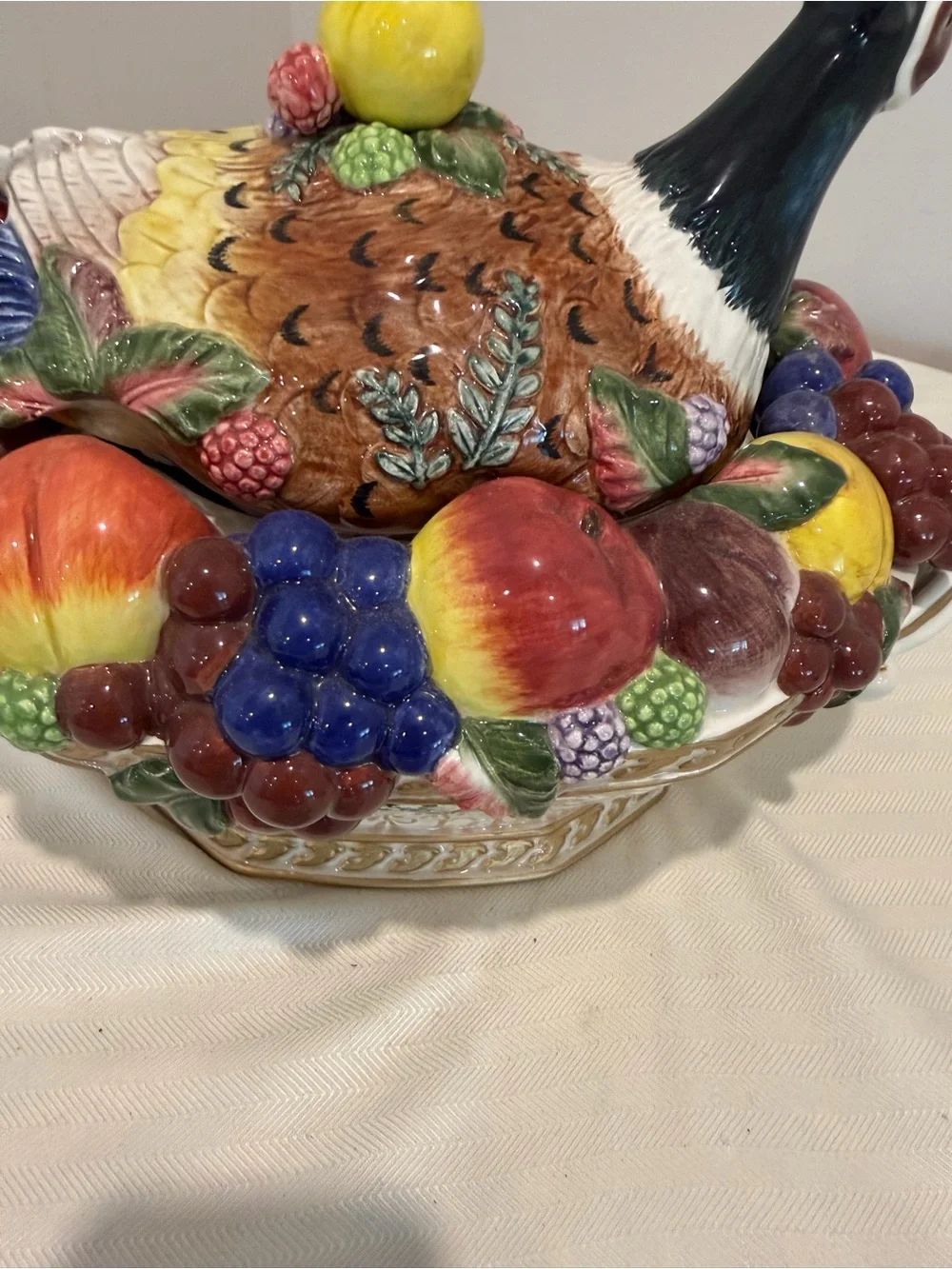Fitz & Floyd Venezia Autumn Bounty Pheasant Tureen w/Ladle & Lid